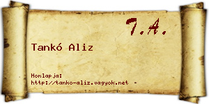 Tankó Aliz névjegykártya
